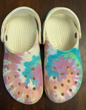 Rainbow tie dye crocs pink blue orange men's 6 women's 8 thumbnail 1