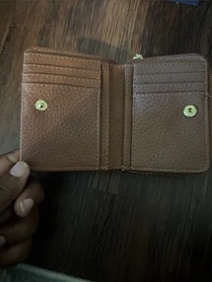 Steve Madden Brown Pebbled Leather Zip Wallet with Braided Accent thumbnail 3
