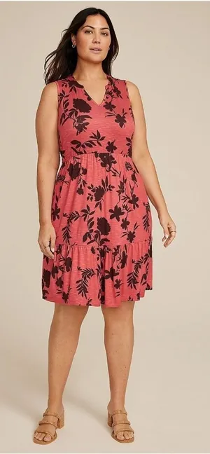 Maurices Jersey Tiered Midi Dress Lightweight Casual Festival Summer Teacher XL thumbnail 1