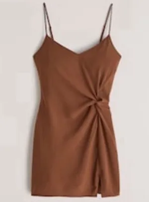 Abercrombie & Fitch Side Twist Crepe Orange Brown Mini Dress thumbnail 1