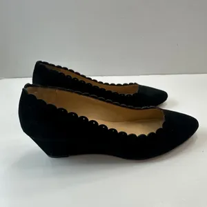 Talbots Black Suede Scalloped‎ Wedge Heel Pumps Shoes Women's Size 6.5 thumbnail 3