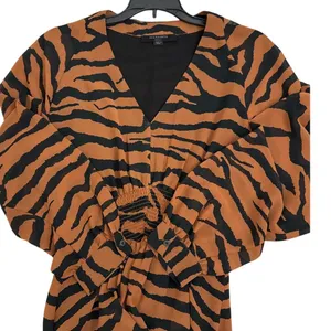 All Saints Nichola Zephyr Tiger Brown Black Long Sleeve Dress Size Women's Small thumbnail 4
