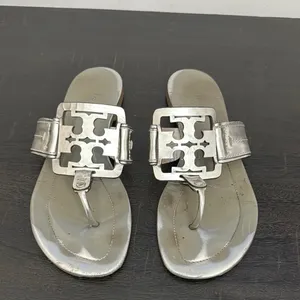 Tory Burch benton 2 flats Silver Metallic Sandals with Logo Buckle thumbnail 2