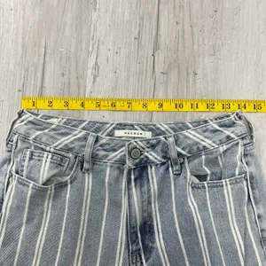 PacSun Blue White Stripe High Rise Slim Fit Cotton Mom Jeans 27 thumbnail 8