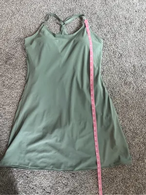 Outdoor Voices Exercise Dress Medium Green Built-In Shorts Strappy Back thumbnail 9