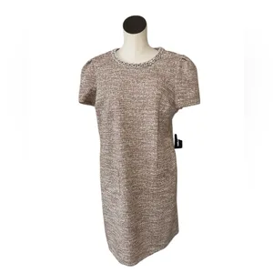 NWT KARL LAGERFELD PARIS Knit Tweed Dress with Front Pockets and Embellished 14 thumbnail 4