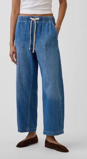 GAP High Rise Easy Barrel Jeans in Medium Indigo Size XL thumbnail 1