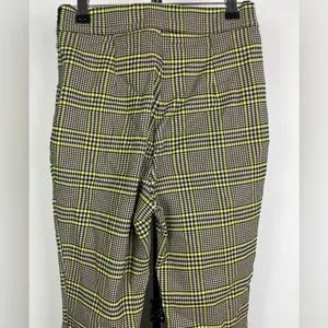 Urban Outfitters Black Green Checked Plaid Cropped‎ Flare Pants thumbnail 5