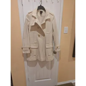 Womens ~Via~ Ivory Wool Peacoat Lined Long Sleeve Jacket Size M thumbnail 3