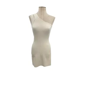 Lululemon Ribbed Asymmetrical One Shoulder Knit Mini Dress Ivory Size‎ XXS thumbnail 3