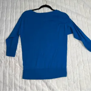 American Eagle Outfitters Blue Crew Neck‎ 3/4 Sleeve Cotton Sweater Top Sz.S thumbnail 3