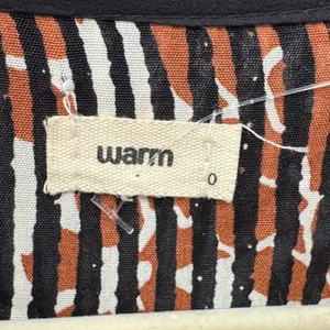 Warm NY Mixed Print Silk Viscose Midi Dress Brown Floral Stripe Size 0 Boho Fall thumbnail 7