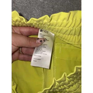 FIGS Marseille Wide Leg Scrub Pants Women Large Petite Neon Yellow thumbnail 5