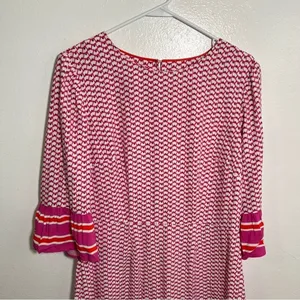 Boden‎ Women's Andrea Belted Dress Pink White Orange Floral Stripes Bell Sleeve thumbnail 2
