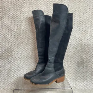 Lucky Brand Tilaree Womens Black Leather Suede Slip On Tall Boots Size 6.5‎ thumbnail 2