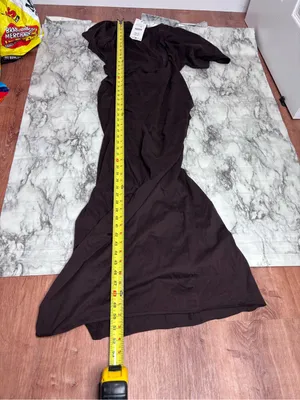 Zara Dark Brown Ruched side Short-Sleeve Maxi Dress NWT large Classic modern thumbnail 5