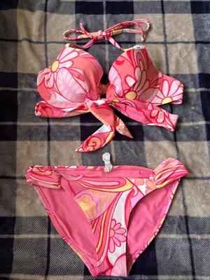 aerie Pink Floral-Print Padded Bikini Top 34B y M thumbnail 11