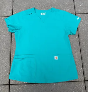 Carhartt Force C12113 Scrub Top Women’s Medium Teal Stretch Modern Fit thumbnail 1
