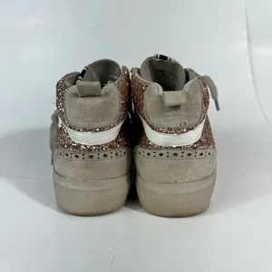 Shu Shop Rina Rose Gold Glitter Star Print High Top Lace Up Sneakers Distressed thumbnail 4