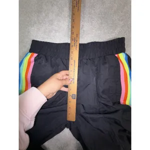 fabletics carol woven pants black rainbow stripe joggers L thumbnail 8