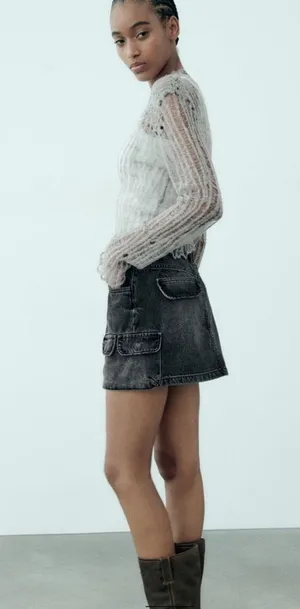 ZARA Denim Cargo Skirt TRF thumbnail 4