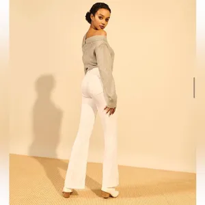 Jen7 by 7 For All Mankind Belted Wide Leg Trouser Pants Size 18 Off White NWT thumbnail 3