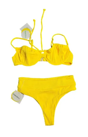 Kulani Kinis‎ Yellow Ruched Underwire Sunrib Bikini Size: L NEW thumbnail 1