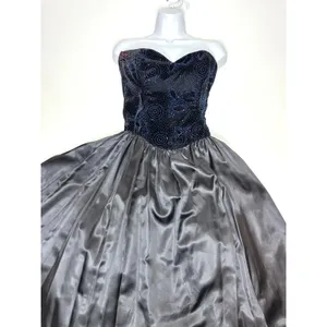Gunne Sax Jessica McClintock Vintage Strapless Ball Gown Blue, Black 7 thumbnail 11