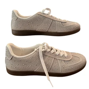 Azalea Wang Bryar Silver Rhinestone Studded Low Top Sneakers Womens‎ Size 11 thumbnail 1