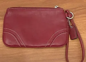 Coach Red Wine Leather Wristlet Small thumbnail 4