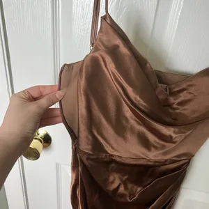 House of CB Satin Reva Sleeveless Toffee Balcony Corset Midi Dress XS thumbnail 6