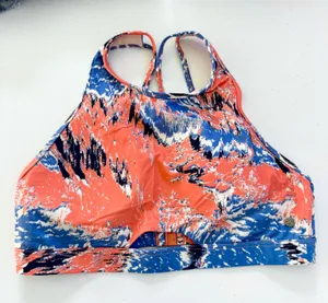 Like New - GYMSHARK High Neck Bikini Top Blue Orange Size LARGE Padded thumbnail 1