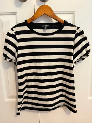 J.Crew Vintage jersey puff-sleeve T-shirt in stripe Size Medium thumbnail 2