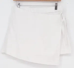 Francesca's White Cotton Wrap Skort Side Tie Shorts Womens Medium thumbnail 1
