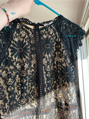 Altar'd State Black Lace Overlay Dress with Nude Lining thumbnail 2