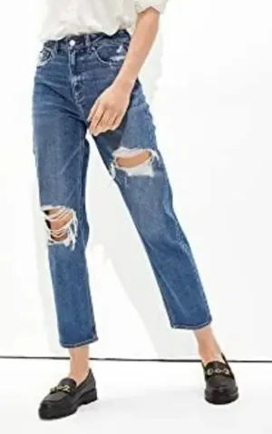 American eagle mom straight Jean distressed knee size 4 thumbnail 1