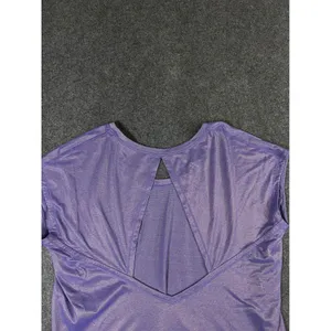 Lululemon Purple Heathered Open Back Yoga Training Top Short Sleeve Womens thumbnail 8