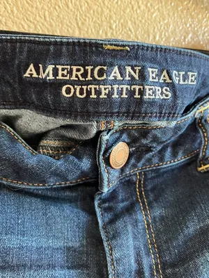 American‎ Eagle Dark Wash Denim Cutoff Shorts size 14 stretch casual summer thumbnail 3
