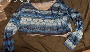 Long Sleeve Crop Top Blue Size M thumbnail 2