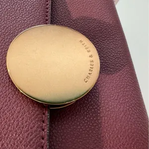 NWT Charles &‎ Keith Burgundy Circular Push Lock Crossbody Bag thumbnail 5