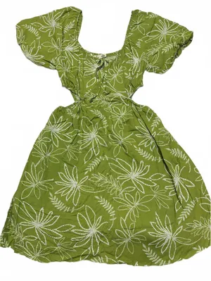 Liberty Love Green Floral Puff Sleeve Dress Medium thumbnail 1
