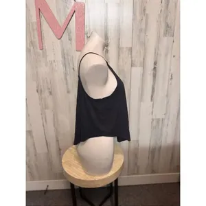 Silence + Noise Black Flowy Tank Top Size Medium Minimal Spaghetti Strap Loose F thumbnail 3