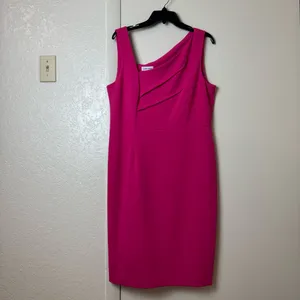 Calvin Klein Women's Asymmetrical-Neck Sheath Dress Size 14 thumbnail 2