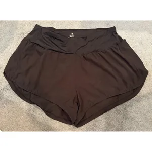Women‎ Black Athletic Shorts XL Built-In Liner Running Tennis Golf Activewear thumbnail 3