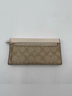 Coach Slim Trifold Wallet In Signature Canvas EUC Logo Designer thumbnail 3
