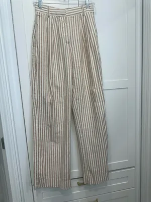 Abercrombie striped beige and white linen pants thumbnail 2