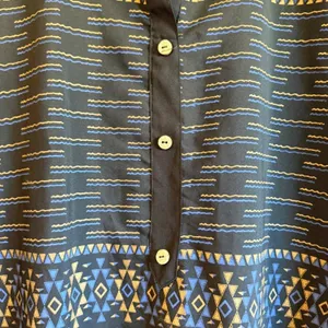 Kurta Tunic Dress Size Large Black Crepe Geometric Foil Print Straight thumbnail 4