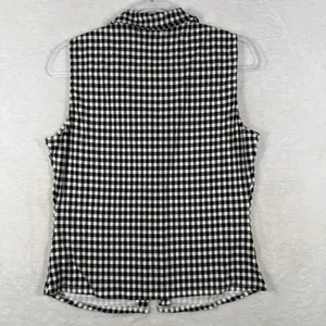 Reformation Gingham Sleeveless Button Down Top Black White Check Large thumbnail 7