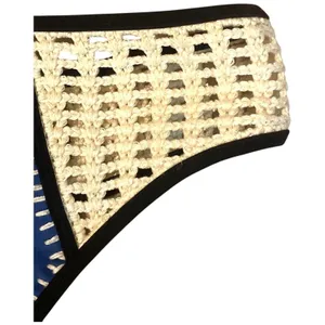 Victorias Secret VS Swim Surf Crochet Bikini Bottom Cheeky Blue Ivory Boho Sz S thumbnail 11