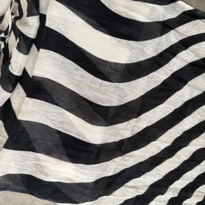Etcetera Monochrome Zebra Print Scarf Black White Stripe Fringe Headwrap Headband Shawl thumbnail 5